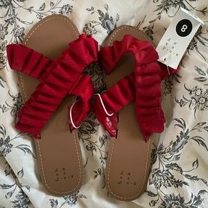 red ruffle sandals